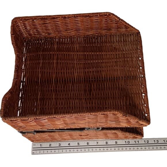 VTG Wicker Rattan 2-Tier Desk File Tray Mail/Letter Office Organizer Boho Style - Picture 9 of 9
